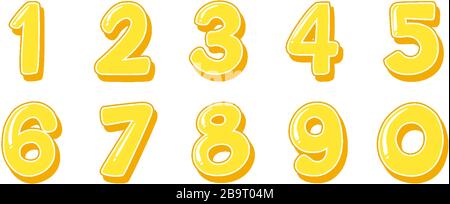 Font design for numbers one to zero on white background illustration Stock Vector