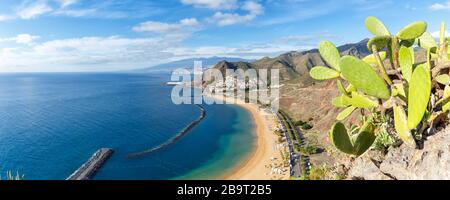 Tenerife beach Teresitas Canary islands sea water travel traveling panorama Atlantic Ocean nature