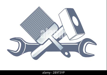 Hand tools icon illustration, symbol set Stock Vector