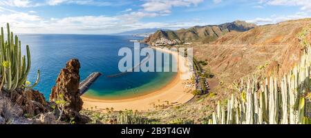 Canary islands Tenerife beach Teresitas sea travel traveling panorama Atlantic Ocean nature