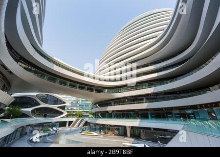 Beijing, China – October 1, 2019: Galaxy SOHO Beijing building shopping mall modern architecture in China. Stock Photo