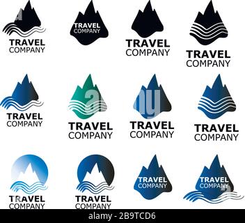Vector logo travel agency options mountain symbol Stock Vector