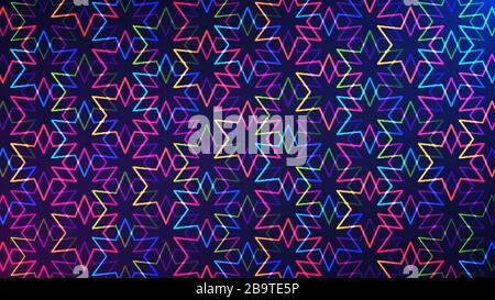 Eid Mubarak mosaic background. Vector illustration of abstract light background with glowing neon colored geometric islamic pattern Stock Vector