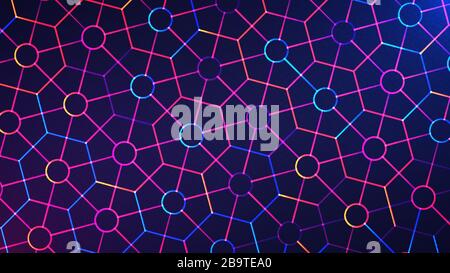 Eid Mubarak mosaic background. Vector illustration of abstract light background with glowing neon colored geometric islamic pattern Stock Vector