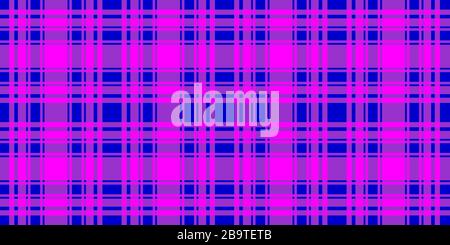Checkered horizontal seamless pattern. Blue and fuchsia trend color striped background. Vector stock abstract cell colorfull backdrop. Surface fashion Stock Vector