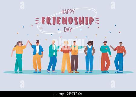 Happy friendship day flat poster vector template Stock Vector