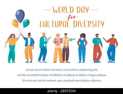 World day for cultural diversity flat poster vector template Stock Vector