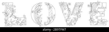 love word text with black and white love heart suitable for card ...