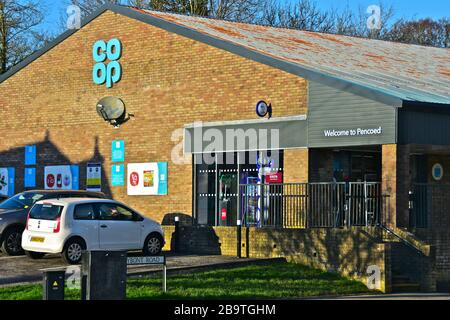 The Coop retail store located in Pencoed town centre. Cars parked outside. Stock Photo