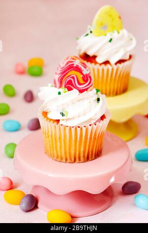 Easter cupcakes on a cake stand Stock Photo