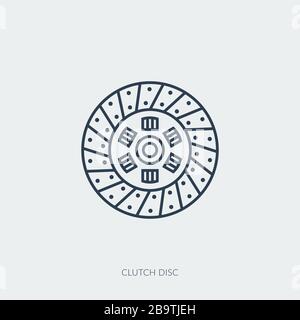 Vector outline icon of car part - clutch disc Stock Vector