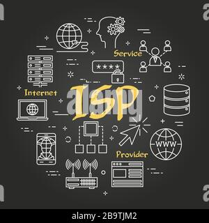 Vector black linear Internet Service Provider Concept Stock Vector