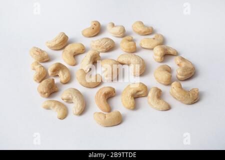 Cashew nuts against a white background Stock Photo