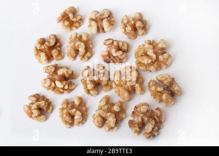 Walnuts against a white background Stock Photo