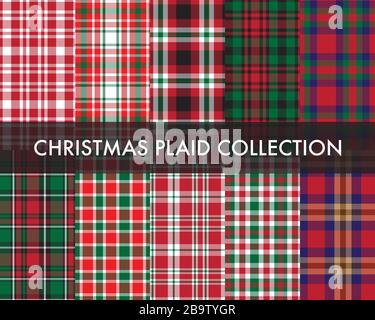 Christmas Plaid, checkered, tartan seamless pattern collection suitable for fashion textiles and graphics Stock Vector