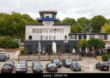 Mannheim, Germany – September 9, 2017: Terminal and Tower of Mannheim airport (MHG) in Germany. Stock Photo