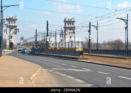 Streets of Warsaw during coronavirus pandemic Stock Photo