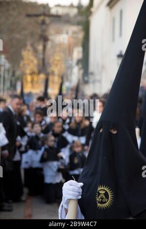 Procession of San Isidro, Armilla parish from their church to the cathedral in Granada, Spain, during Easter week celebrations. Stock Photo