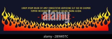 Fire flames, red and yellow gradient colored, isolated vector element Stock Vector