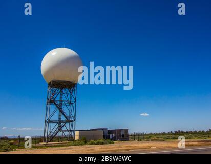 Doppler Radar Tower In Shape Of Soccer Ball Stock Photo