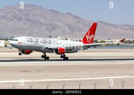Las Vegas, Nevada – April 9, 2019: Virgin Atlantic Airways Airbus A330-200 airplane at Las Vegas airport (LAS) in Nevada. Airbus is a European aircraf Stock Photo