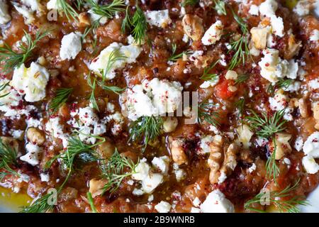 Turkish meze Soslu Patlican smoked aubergine salad to share