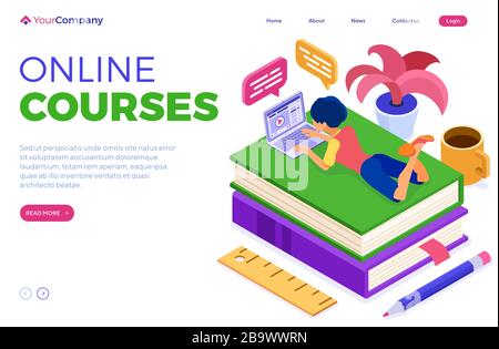 Online distance education from home Stock Vector