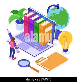 Online distance education from home Stock Vector