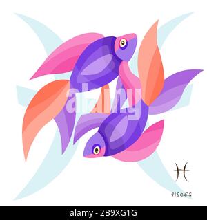 Pisces, fishes, Zodiac sign. Astrological horoscope collection. Stock Photo