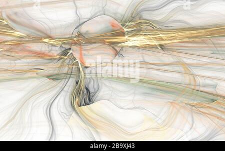 Neon glowing twisted cosmic lines flying in the space. Turbulence curls flow colorful motion. Fluid and smooth astronomy vortex swirl structure Stock Photo