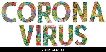 CORONA VIRUS. Vector zentangle object for decoration Stock Vector