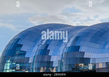 Newcastle, England - November 10 2019: The rooftop glass structure of the Gateshead Sage concert venue on the south bank of the River Tyne in Newcastle Upon Tyne Stock Photo