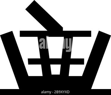 Glyph Shopping basket goods symbol. Market store cart icon. Simple bag Graphic element. Consumerism sign isolated on white background. Buy vector object. Stock Vector