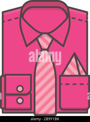 Folded pink shirt with striped tie and pocket square isolated vector illustration for Day of Pink on April 8th. Homophobic and transphobic bullying pr Stock Vector