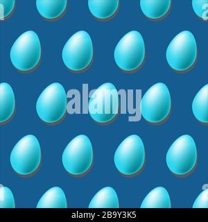 Multi-colored Easter eggs with hard shadows on a blue background Stock Vector