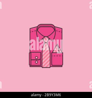 Folded pink shirt with striped tie and pocket square vector illustration for Day of Pink on April 8th. Homophobic and transphobic bullying prevention Stock Vector