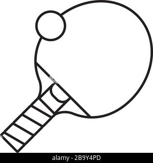 Table Tennis racket and ball vector line icon. Individual ball sports outline symbol. Stock Vector