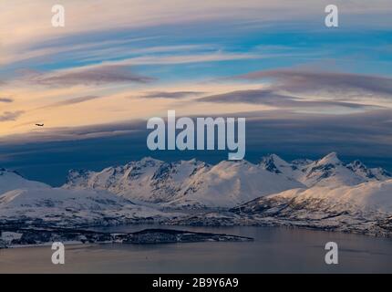Evening light in winter, Tromso, Norway Stock Photo