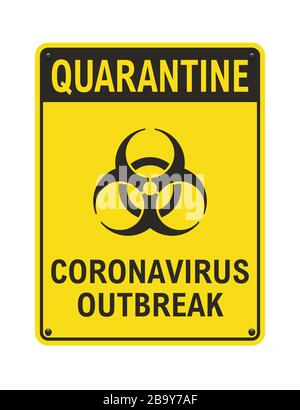 Warning sign of quarantine. Yellow symbol quarantine zone area. Virus ...