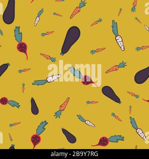 variety of vegetables seamless vector pattern Stock Vector