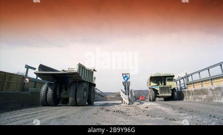 Opencast mining site in Derbyshire, in 1991, East Midlands, UK Stock Photo