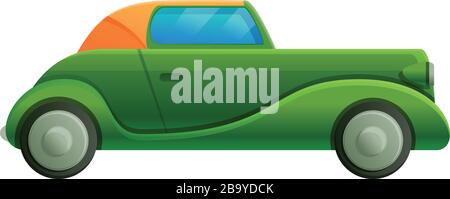 Green retro car icon. Cartoon of green retro car vector icon for web design isolated on white background Stock Vector