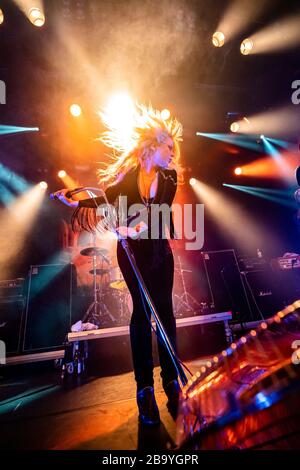 Bergen, Norway. 24th, August, 2019. The international heavy metal band Lucifer performs a live concert at USF Verftet during the Norwegian heavy metal festival Beyond the Gates 2019 in Bergen. Here vocalist Johanna Sadonis is seen live on stage. (Photo credit: Gonzales Photo - Jarle H. Moe). Stock Photo