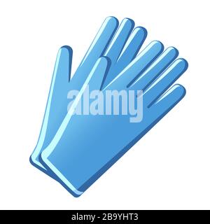 illustration of the blue rubber gloves on the white background Stock Vector