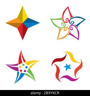 Vector illustration. Set of four colored star icons. Stock Vector