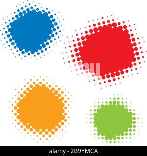 Vector illustration. Four plain offset dots in different sizes and colors. Stock Vector