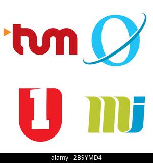 Vector illustration. Four text icons in geometric shape. Clean and plain. Stock Vector