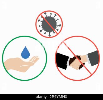 Safety measures and prevention from coronavirus - avoid contact with sick people and wash their hands often. World Coronavirus Pan Stock Vector