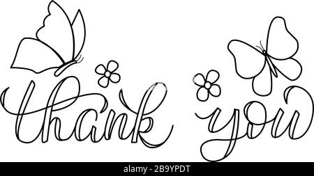 Vector lettering composition - thank you - on a white baclground. For the design of holiday cards, covers smartphones, notebooks, mugs, prints on t Stock Vector