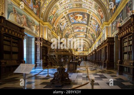 San Lorenzo de El Escorial, Madrid Province, Spain.  The Real Biblioteca, or Royal Library,  in the monastery of El Escorial.  The library was founded